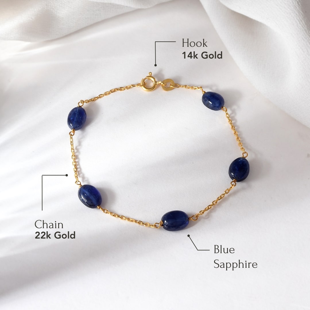 Blue Sapphire Bracelet (14k Gold) (7 Inches)