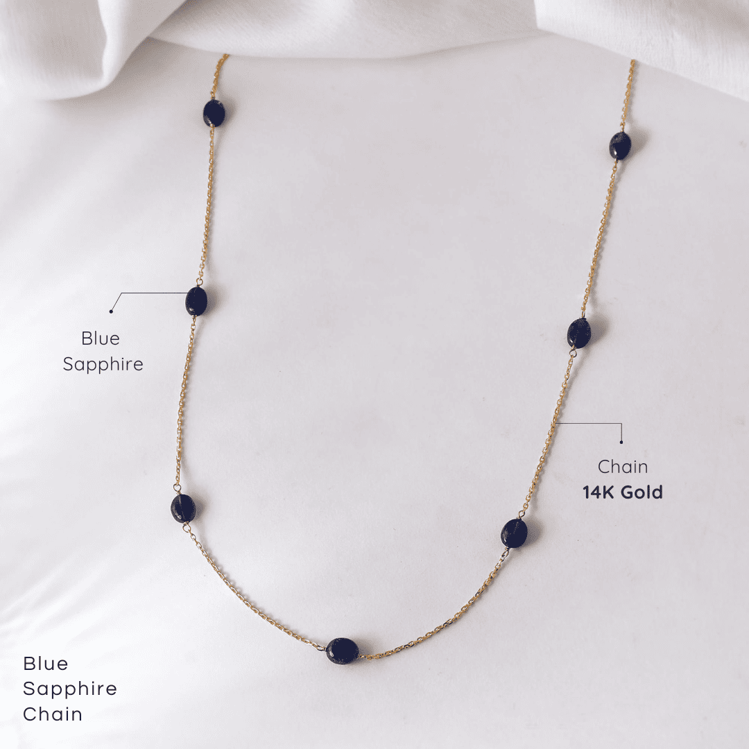 Blue Sapphire 14k Gold Chain