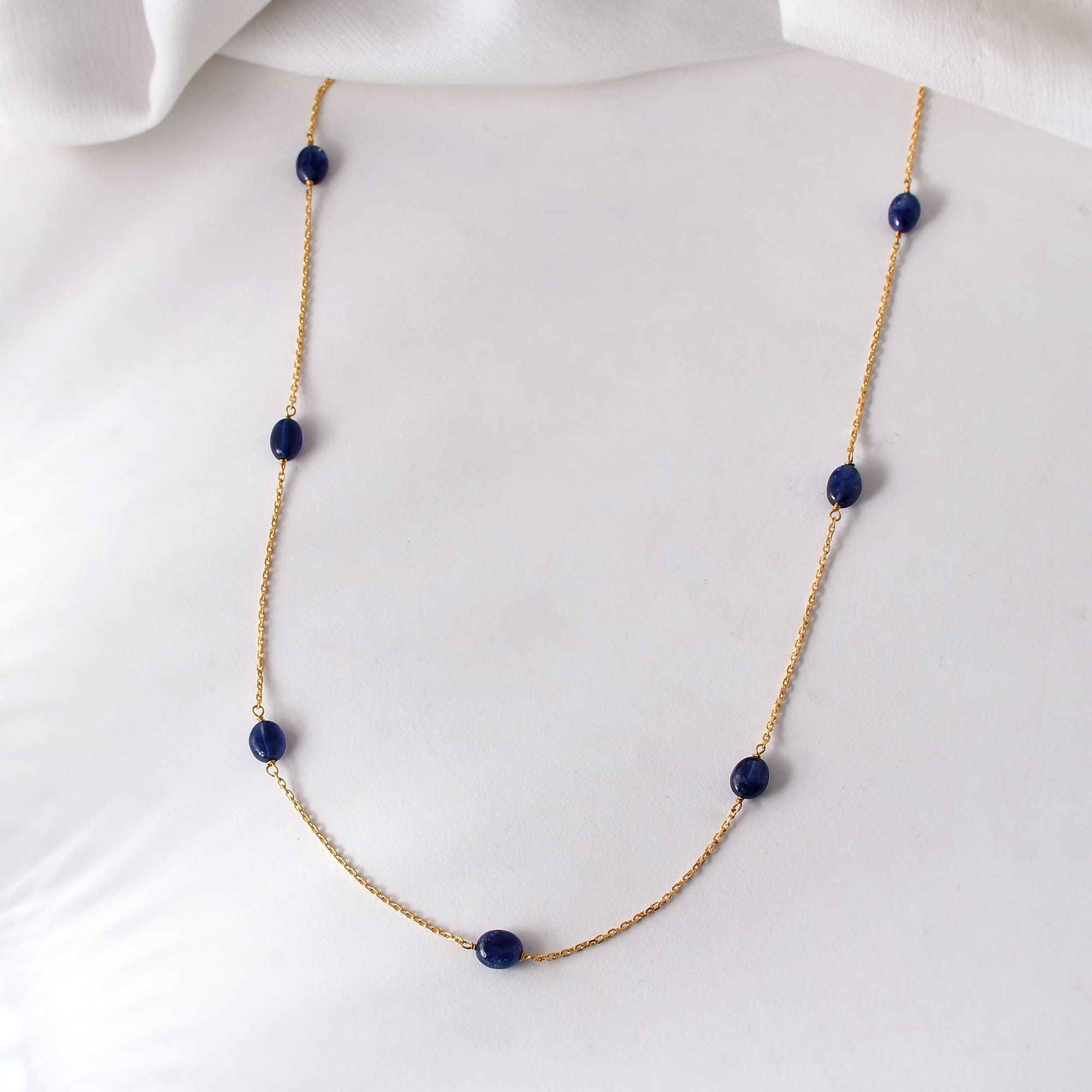 Blue sapphire chain,22k gold chain