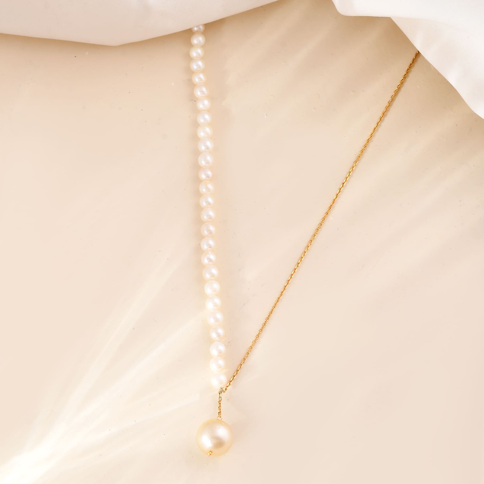 Infinity Strand Pearl 14k Gold Necklace