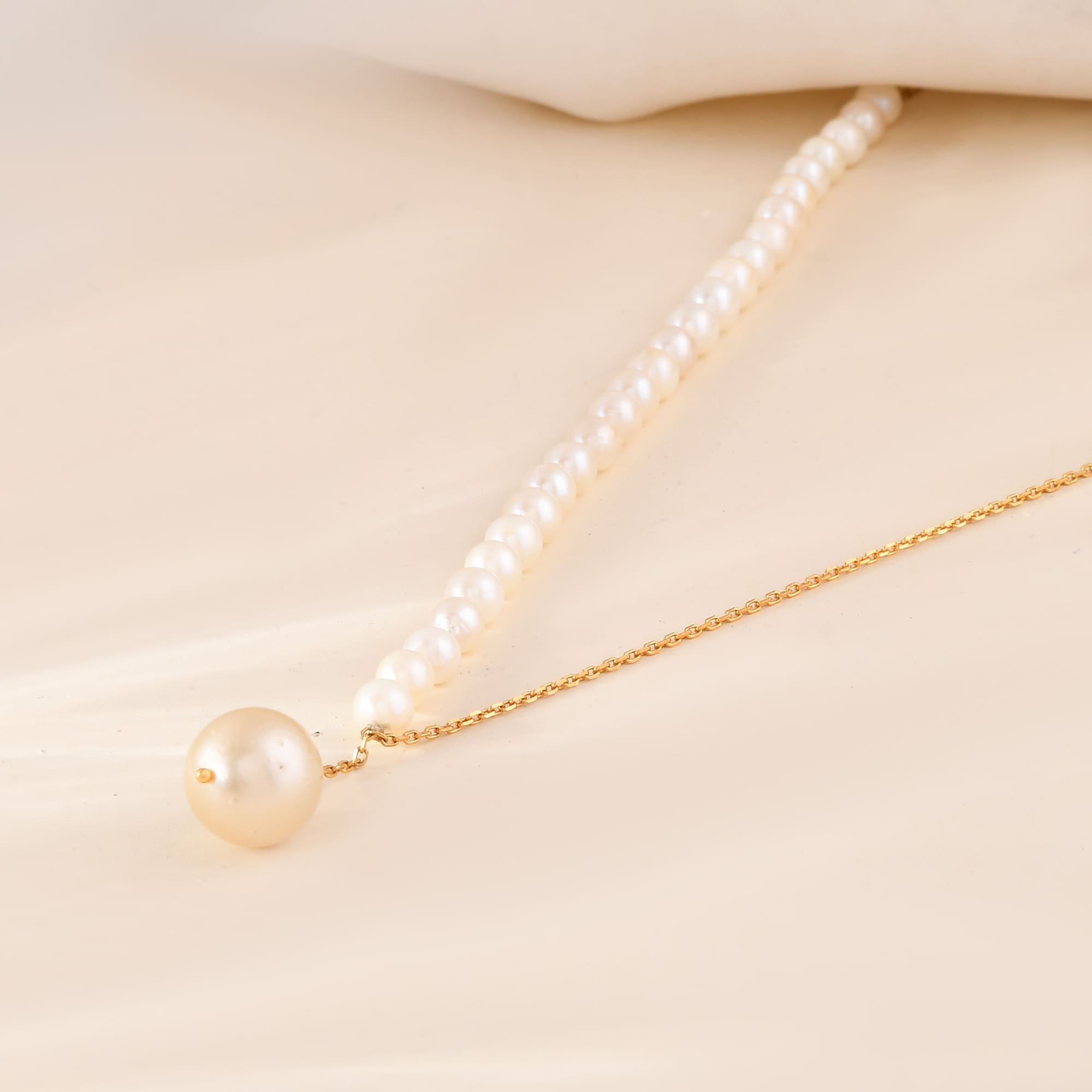 Infinity Strand Pearl 14k Gold Necklace