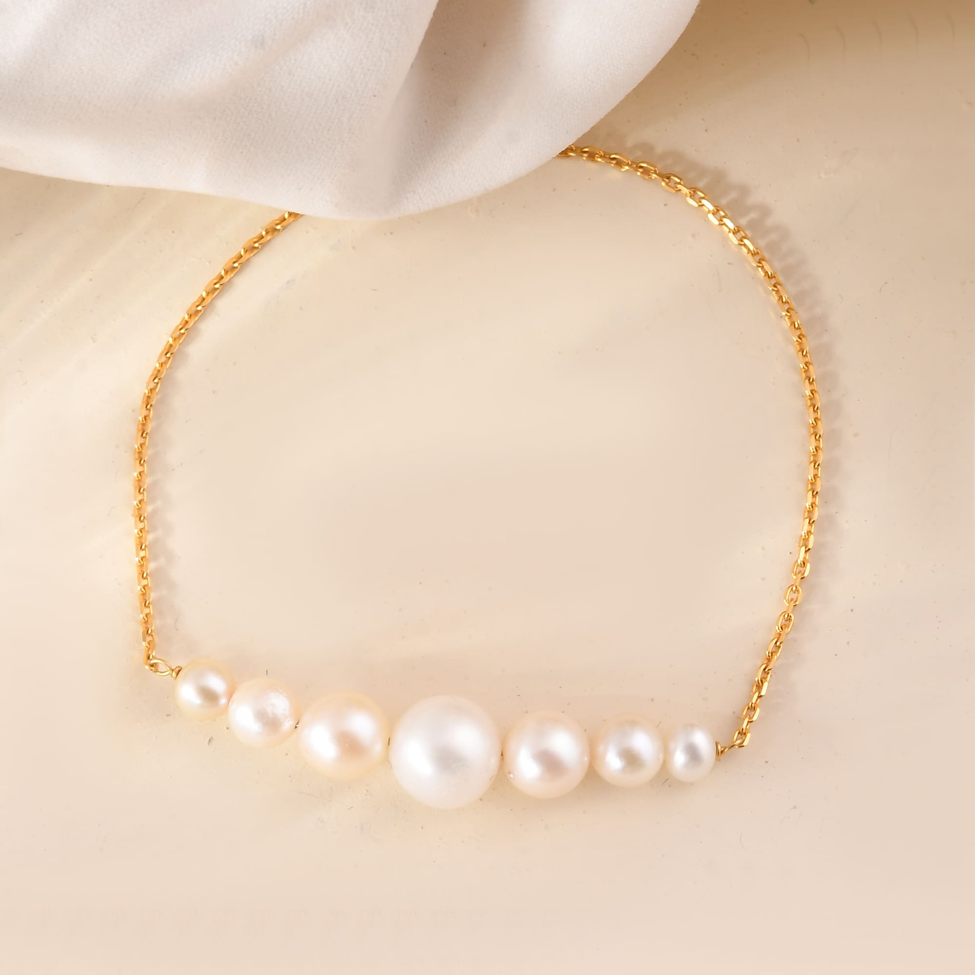 Cluster Pearl 14k Gold Bracelet (7 inches)